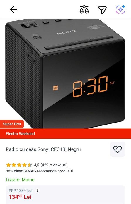 Radio cu ceas Sony