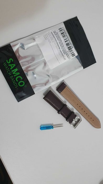 Curea piele ceas 20mm noua maro coffee inchis