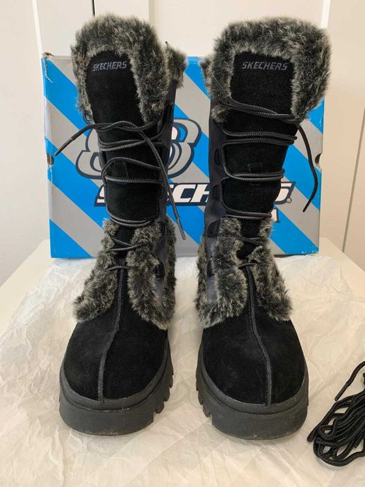 Cizme dama Skechers (snow boots) piele naturala marime 37.5 (24.5 cm)