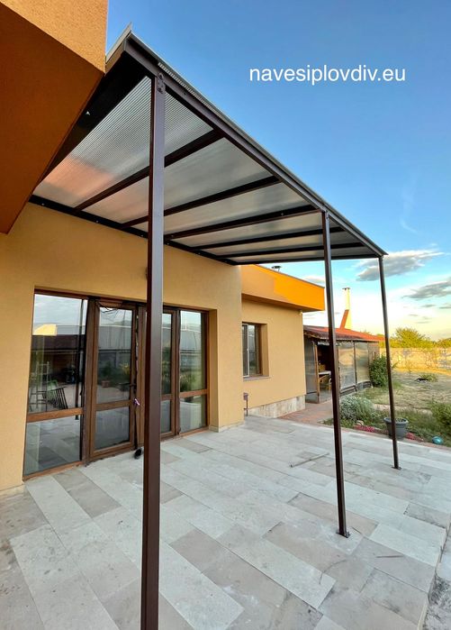 Навеси от плътен и каналчест поликарбонат. Изработка и монтаж.