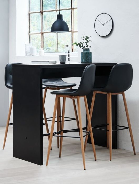 Vând 6 scaune de bar – negru / stejar natur – stare foarte bună