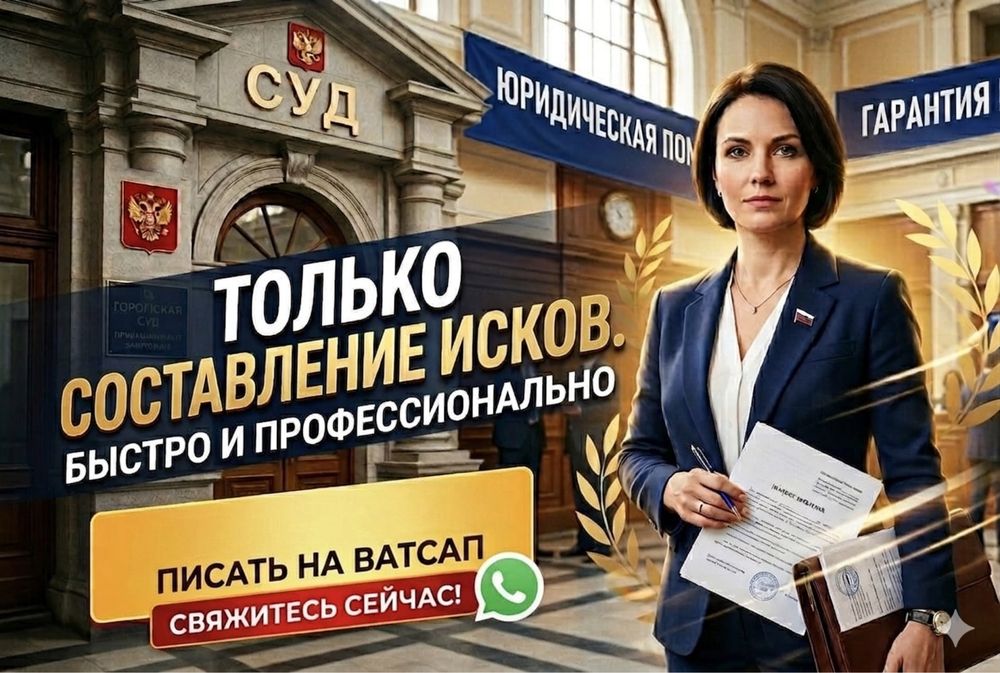 Напишу за Вас иск в суд. Профессионально, качественно, не дорого