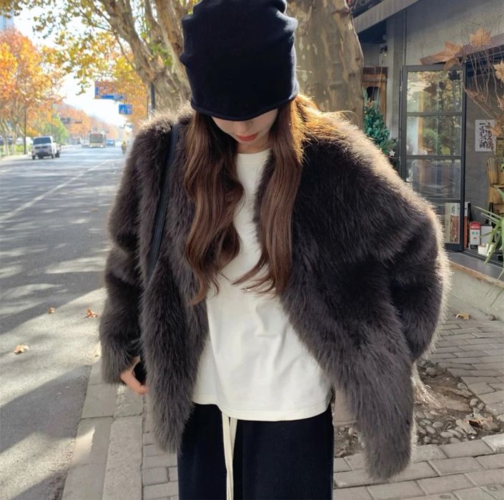 Шуба графит-мокко короткая