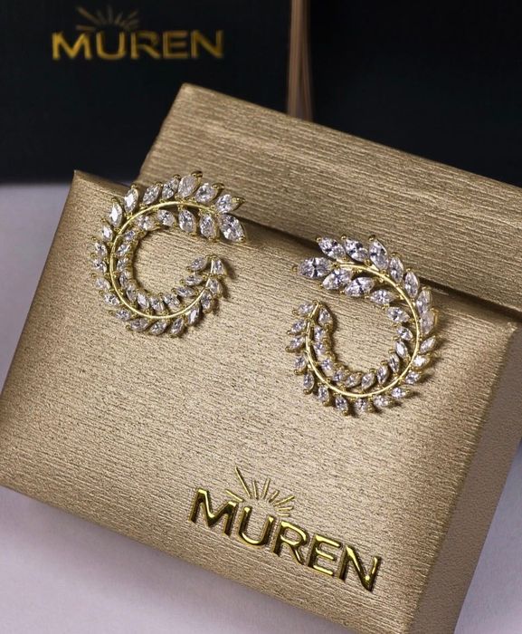 Обеци в 18 к златно покритие Muren + пръстен
