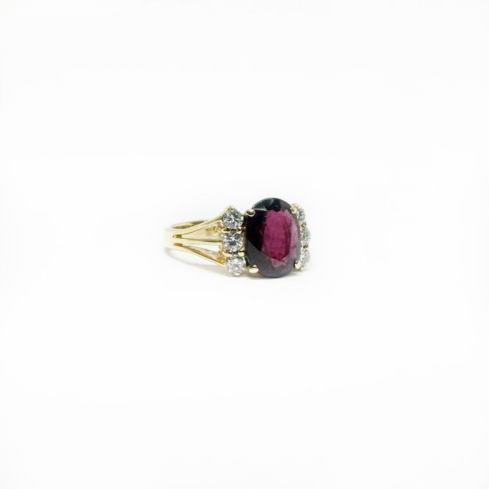 Inel din aur 14k cu rubin natural si diamante naturale