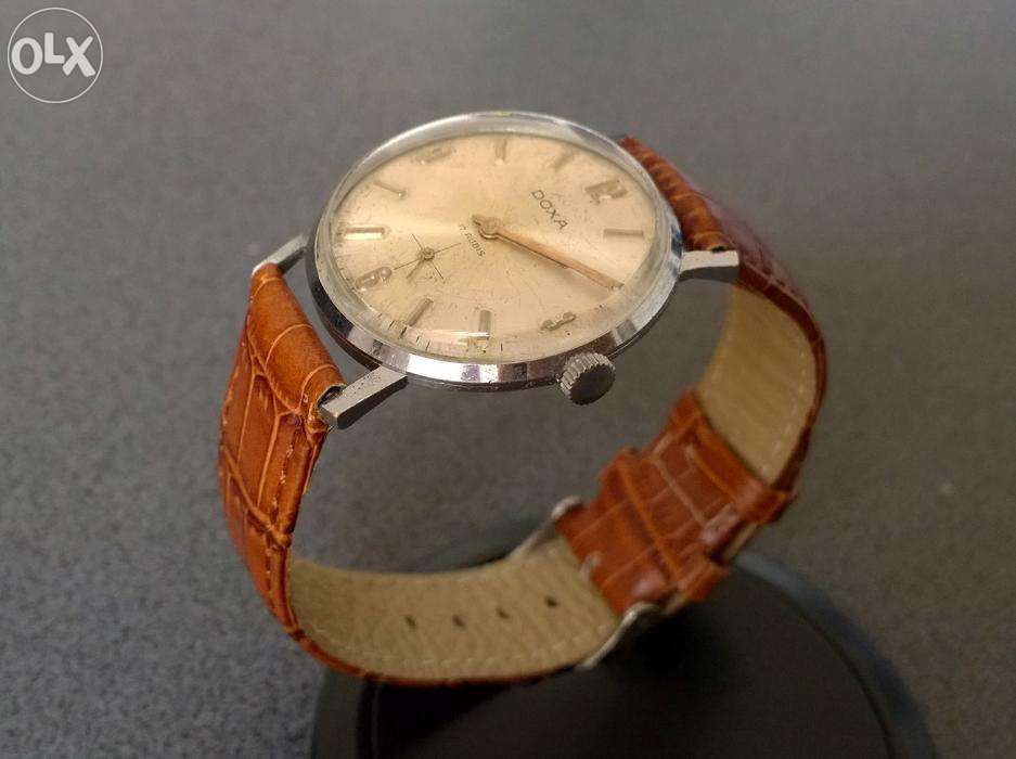 Ceas Doxa Argintiu indicatori aurii 17 Rubini stare fb curea piele