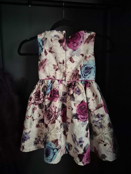 Rochiță elegantă pentru fetițe cu imprimeu floral mov-albastru