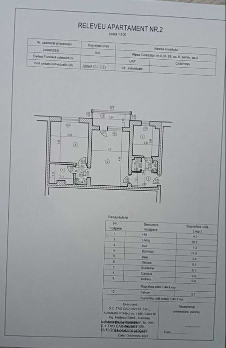 Vanzare apartament semidecomandat cu 2 camere