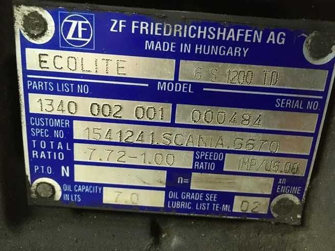 Cutie de viteze ZF Ecolite 6S1200 TO Scania - Piese de schimb Scania