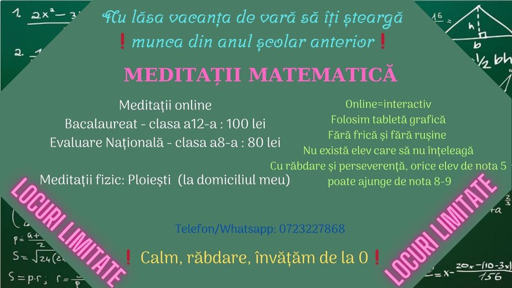 Meditații online matematică (începem de la 0, calm și răbdare)