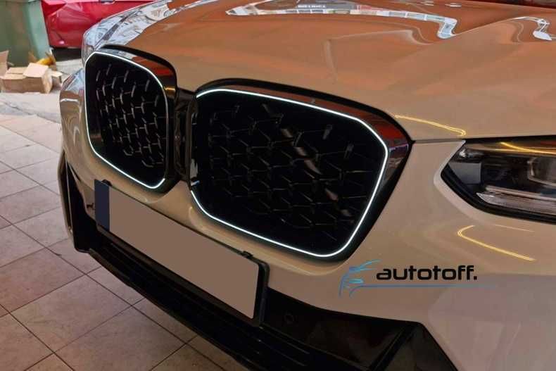 Grila compatibila cu BMW X3 G01 LCI X4 G02 LCI (22-24) Negru lucios cu LED