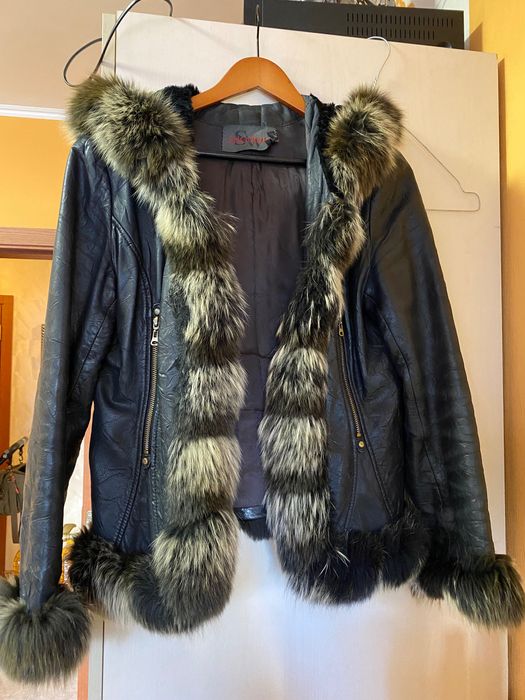 Кожено яке с яка от лисица