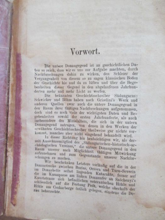 Carte veche + harta militara, Orsova 1874: Anton Boleszny, Cataracta Dunarii, Pestera Veterani si Cetatea Peth (lb. germana)