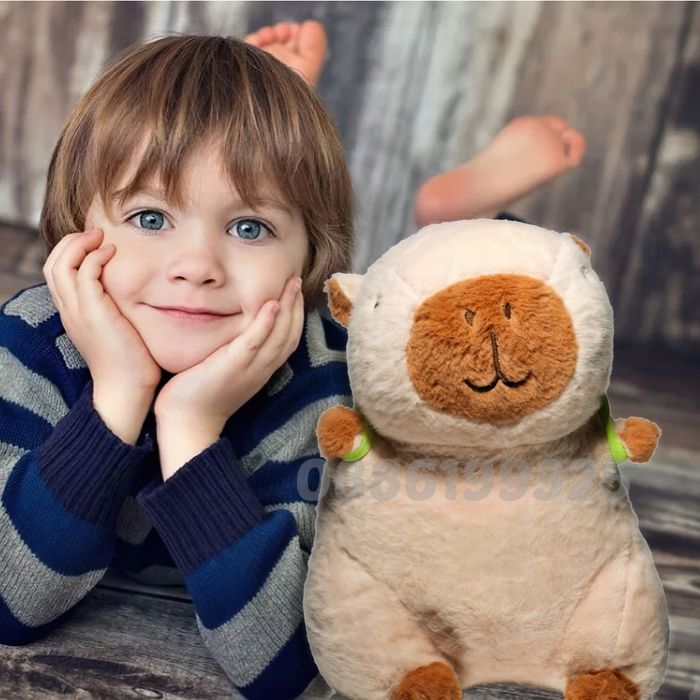 Плюшена Капибара Бяла/Кафява, Плюшена играчка Капибара с костенурка