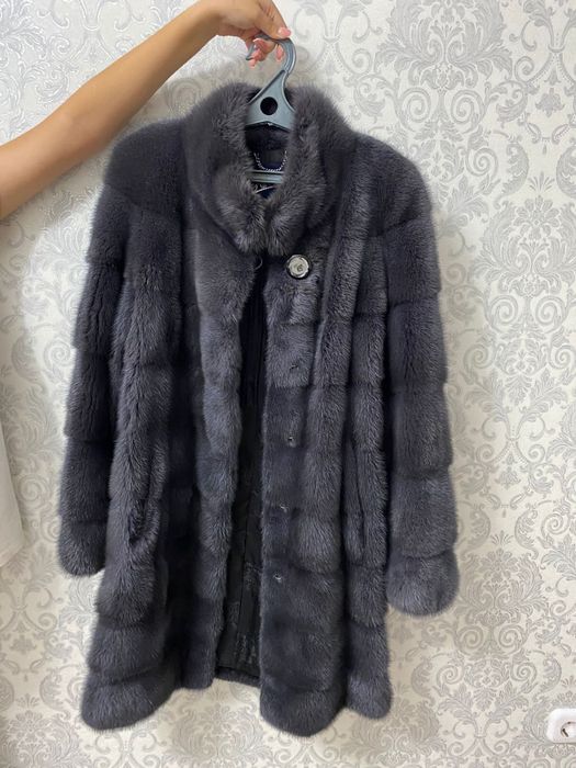 Норковая шуба темно-серая