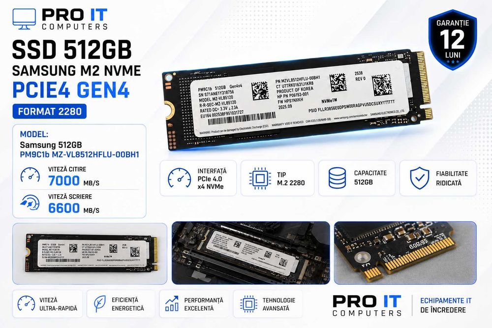 SSD 512GB Samsung M2 Nvme  PCIE gen4 , Nou, Garantie 1 AN, format 2280