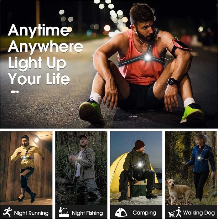 Lampă de piept HONGYEA reîncărcabilă USB, 500lm, 3 moduri, rotatitva