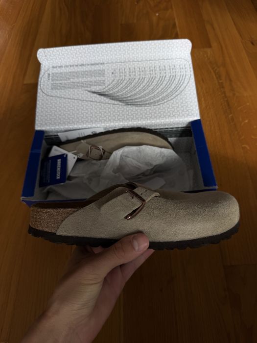 Saboți Boston Birkenstock pe Bej