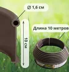 Бордюр KANTA для газона и грядок Садовый пластиковый бордюр 10 м