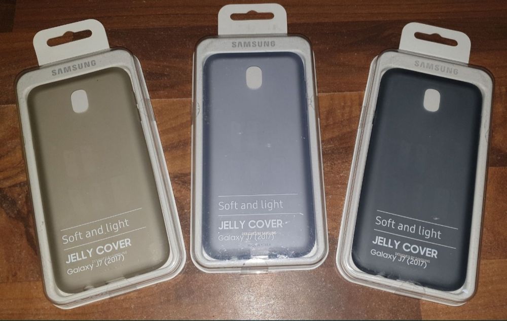 Husa silicon originala Samsung Jelly Cover Galaxy J7 2017 set 2 bucati