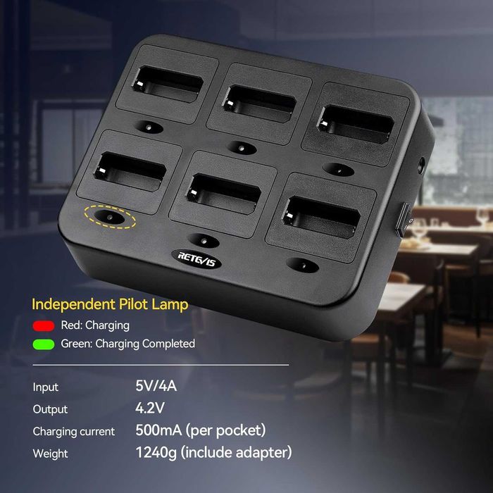 3 чифта  уоки-токи с 6-посочно зарядно устройство Retevis RT622