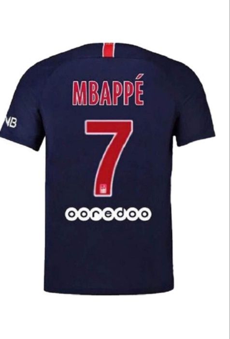 Екип с калци и шапка Мбаппе 7 псж фенски комплект за деца от 5 до 15г