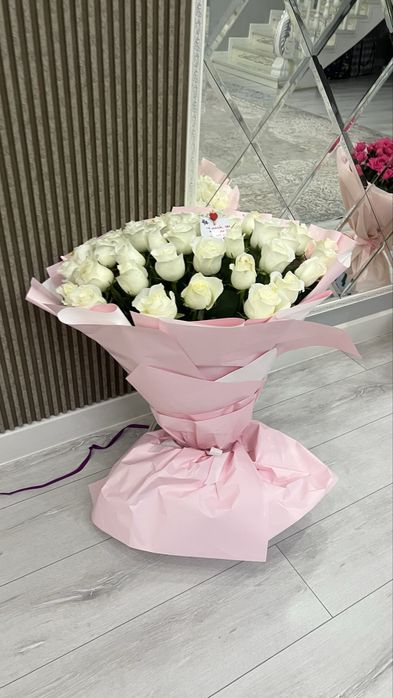 Белый Роза букет Ақ роза гүл