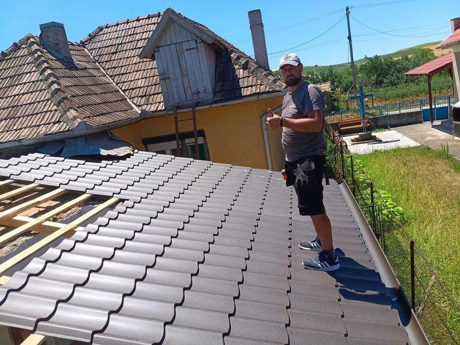 Reparații acoperișuri, Montaj țiglă, Dulgherie, Șarpante, Hidroizolații, Vopsire acoperișuri, Sisteme pluviale
