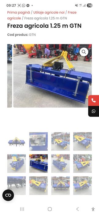 Freza agricola de 125 cm