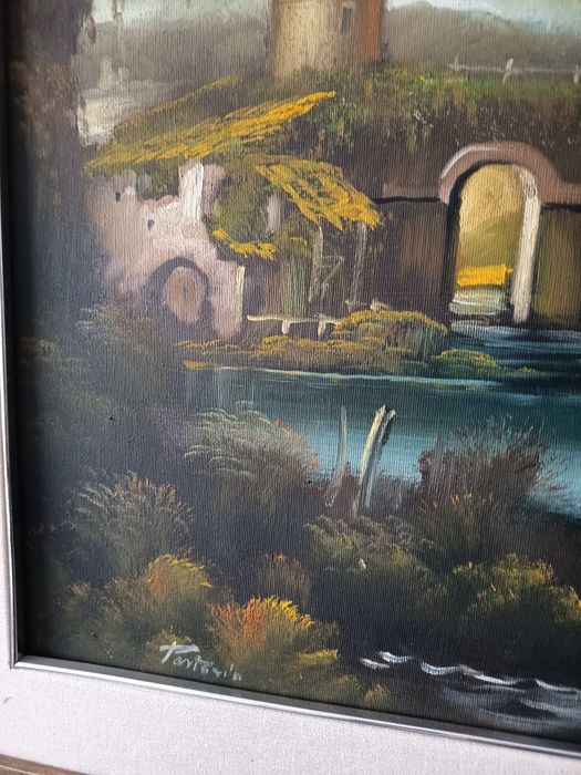 Tablou Deosebit Peisaj Din Italia Pictat Și Semnat Dimensiuni Mari