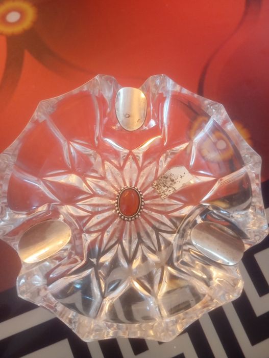 Scrumiera de cristal cu argint