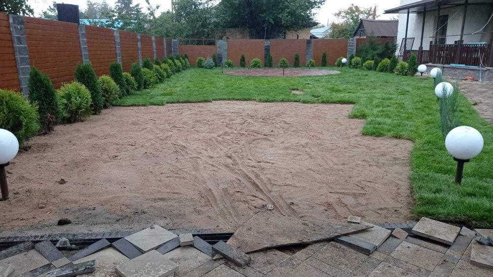 Уборка территории Стрижка газона.