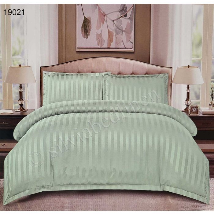 Спален комплект с чаршаф с ластик Сатен райе едноцветен