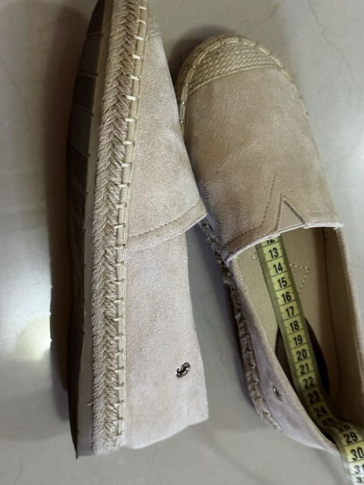 Mocasini / Espadrile piele intoarsa bej deschis