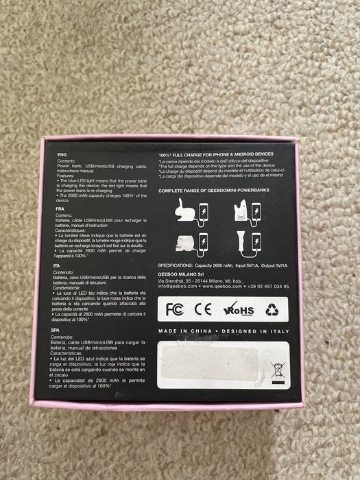 Baterie externa craniu roz