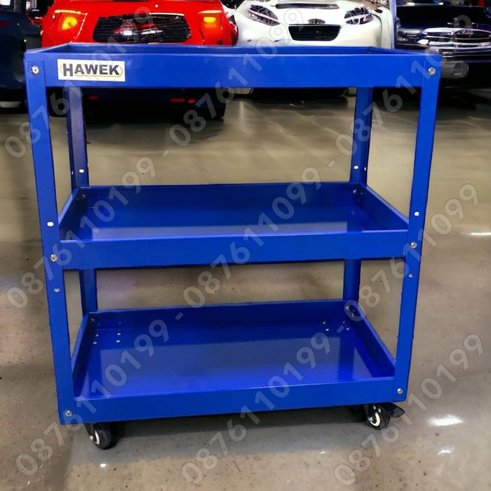 НОВИ Полски Колички за инструменти с три рафта HAWEK Сервизна количка