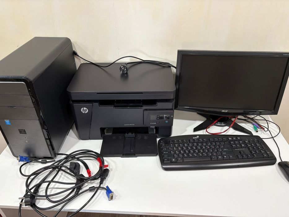 Компьютер, процессор, принтер үстелімен бірге сатылады