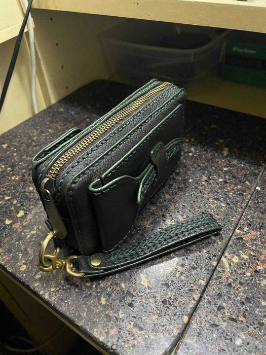 Мини барсетка из натуральной кожи, ручная авторская работа.