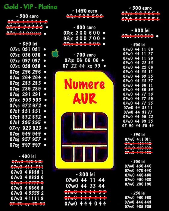 NUMERE ‼️ AUR * NumarGoldVipPlatinaPreferential.CartelaUsorDeRetinut