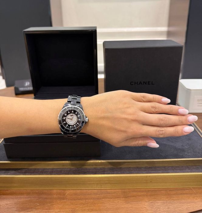 Chanel J12 black ceramic diamond dial ladies