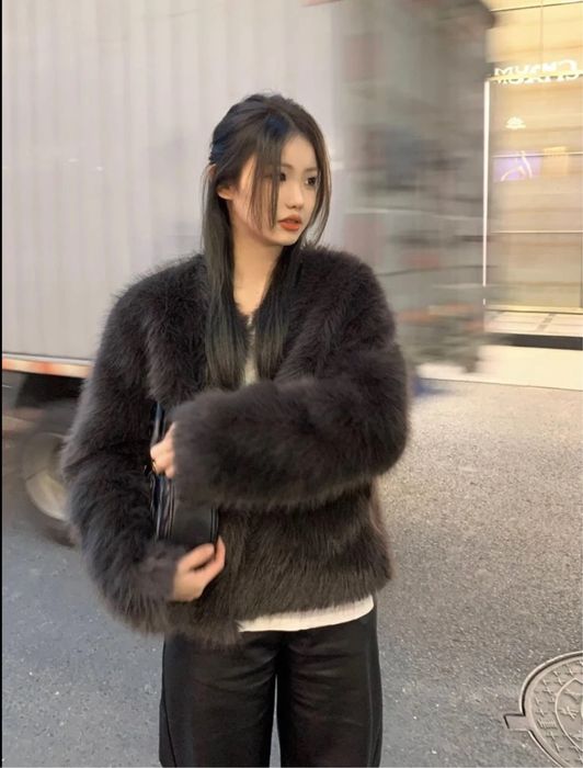 Шуба графит-мокко короткая