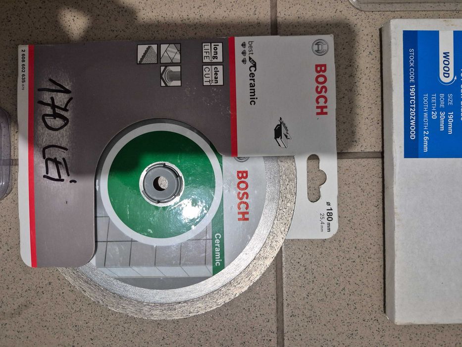 Diferite discuri diamantate, discuri pentru lemn, discuri pentru placi ceramice, discuri multi material, diametre 180/190/200/210/230 mm, toate NOI