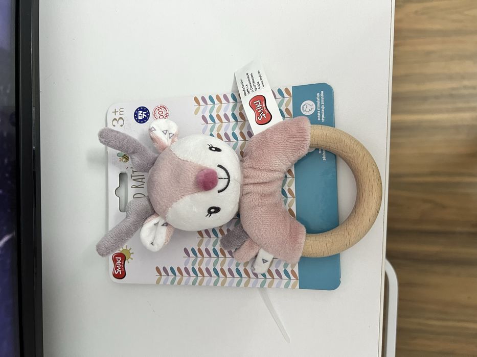 cerb, jucarie de plus cu zornaitoare, roz / mov 18 cm