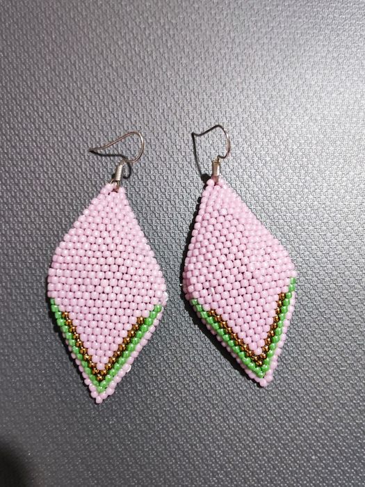 cercei mărgele, culoare roz murdar