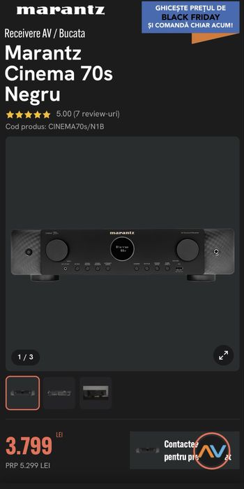Receiver multicanal 7.2 Marantz Cinema 70s Dolby Atmos, bluetooth,wifi, Arc