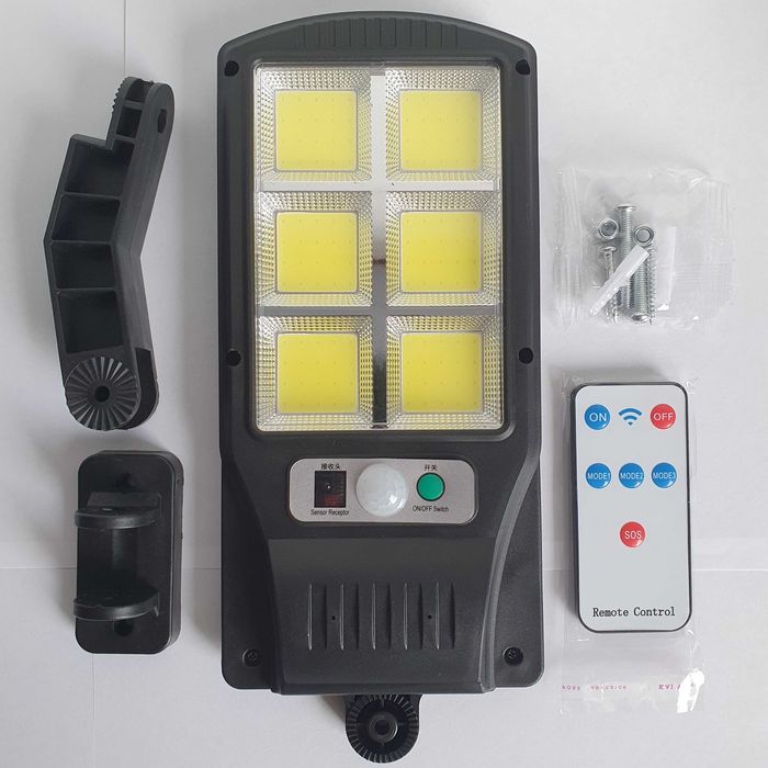 Lampă LED solară stradală, Senzor de mișcare și lumină, Telecomandă