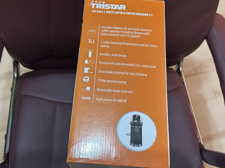 Чисто нова мултифункционална кафемашина Tristar 3 в 1/ 19-БАРА 1400W