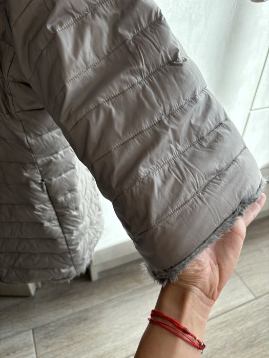 Сиво пухено двулицево яке