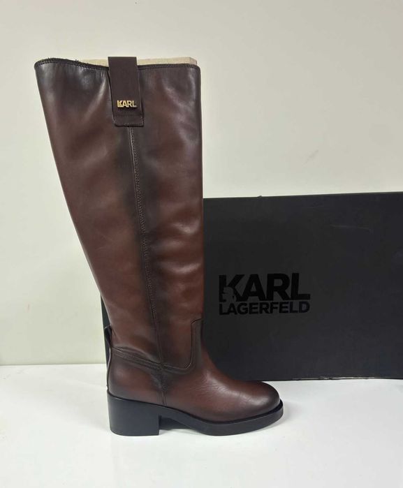 НОВИ Кожени ботуши KARL LAGERFELD Brooklyn Long Boot - Размер 36 (23 см стелка)