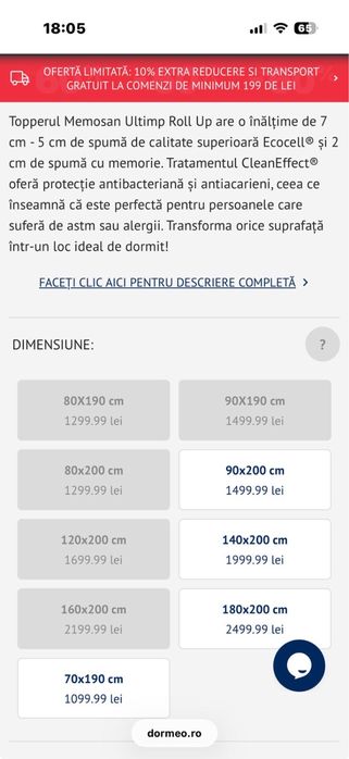 Topper Memosan Ultimo Roll Up 5+2  Dormeo